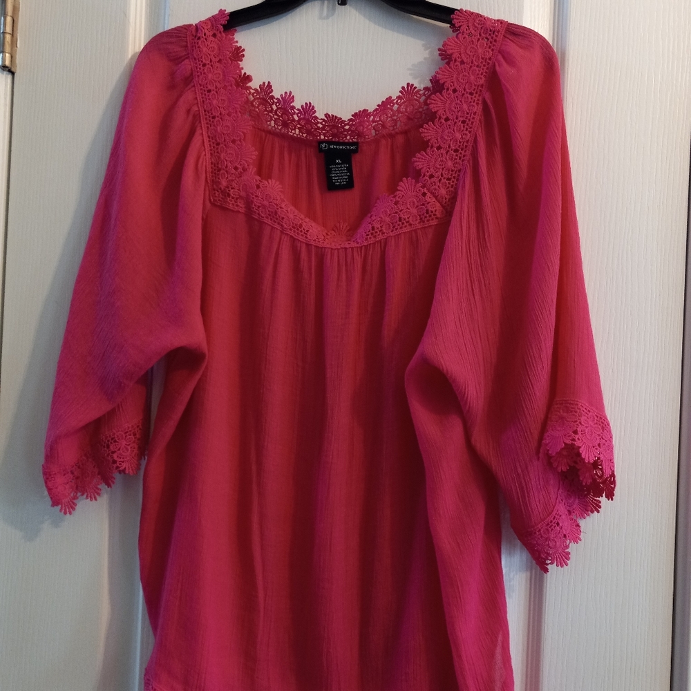 New Directions XL Pink 3/4 Length Sleeve Top